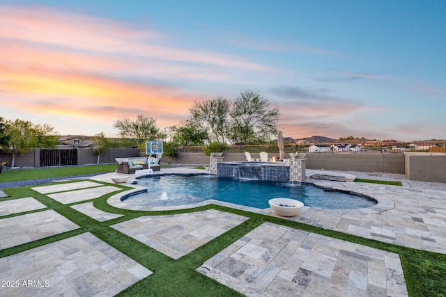 9527 W Whitehorn Way, Peoria, AZ 85383 - pool at dusk with a patio area