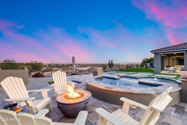 9527 W Whitehorn Way, Peoria, AZ 85383 - view of patio / terrace with a fire pit and a pool with connected hot tub