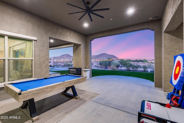 9527 W Whitehorn Way, Peoria, AZ 85383 - view of patio featuring ceiling fan and a mountain view