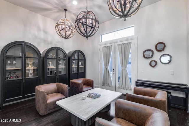 9527 W Whitehorn Way, Peoria, AZ 85383 - living area featuring a chandelier and dark wood-style floors