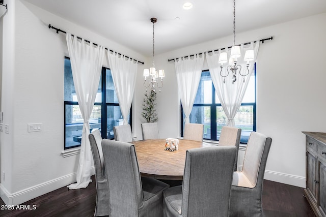 9527 W Whitehorn Way, Peoria, AZ 85383 - dining room featuring a chandelier, baseboards, and dark wood-type flooring