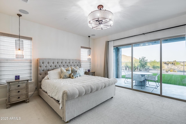 9527 W Whitehorn Way, Peoria, AZ 85383 - bedroom featuring access to outside, carpet, and a chandelier