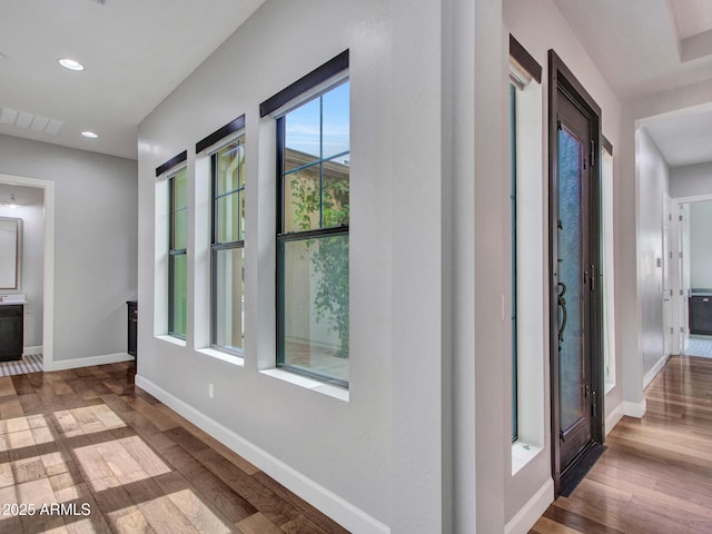 3809 E Lynx Pl, Chandler, AZ 85249 - corridor with wood finished floors, baseboards, and recessed lighting