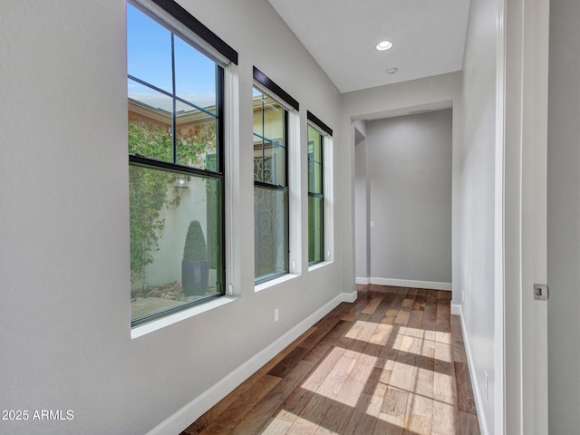 3809 E Lynx Pl, Chandler, AZ 85249 - hall with baseboards, wood finished floors, and recessed lighting