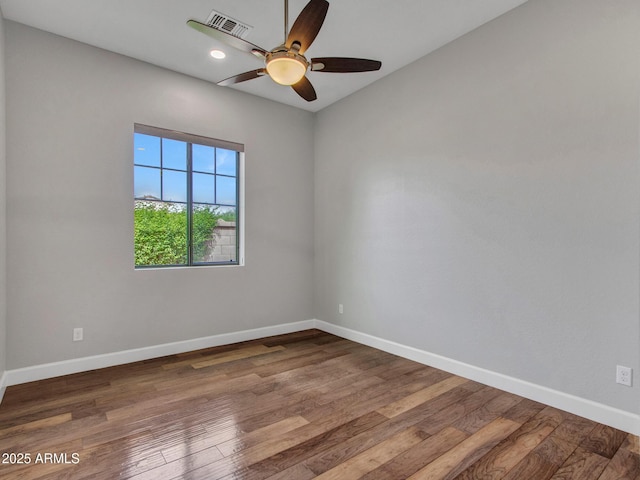 3809 E Lynx Pl, Chandler, AZ 85249 - empty room featuring a ceiling fan, baseboards, wood finished floors, and recessed lighting