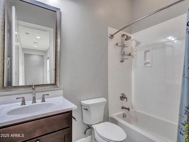 3809 E Lynx Pl, Chandler, AZ 85249 - bathroom with shower / bath combination with curtain, toilet, and vanity