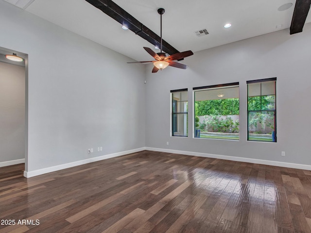 3809 E Lynx Pl, Chandler, AZ 85249 - unfurnished room with ceiling fan, baseboards, dark wood-type flooring, and recessed lighting