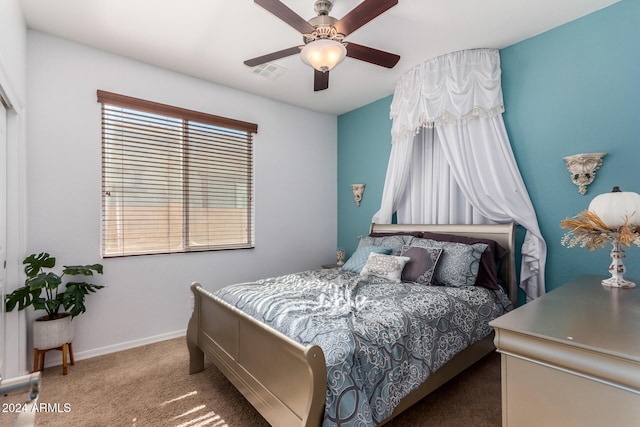 bedroom with carpet and ceiling fan