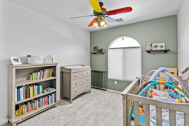 3211 E Kerry Ln, Phoenix, AZ 85050 - bedroom featuring carpet, ceiling fan, and visible vents