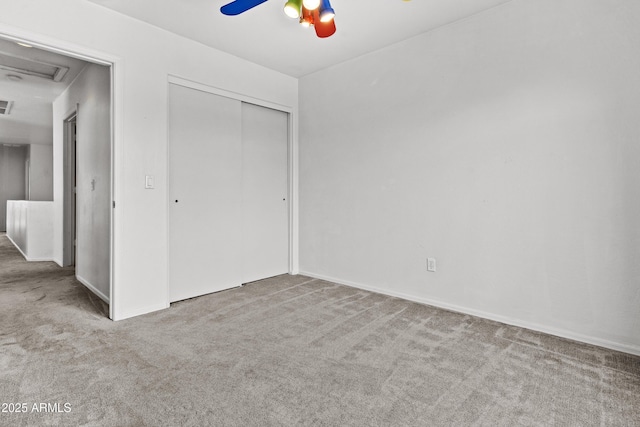 3211 E Kerry Ln, Phoenix, AZ 85050 - unfurnished bedroom featuring a closet, carpet floors, ceiling fan, and visible vents