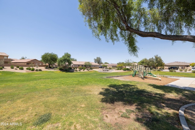 view of yard with a playground