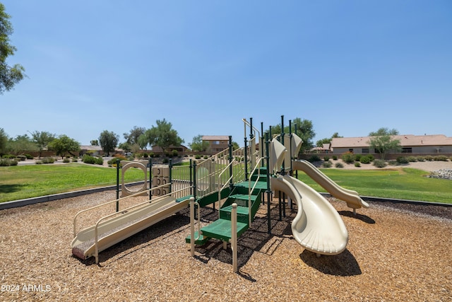 view of play area with a lawn