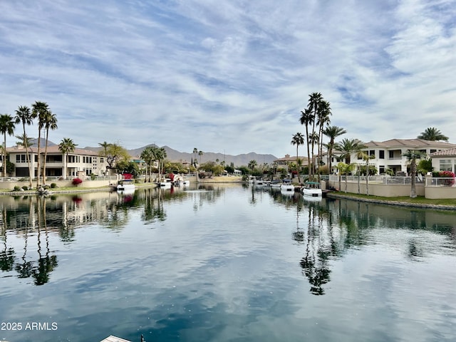 property view of water featuring a residential view and a mountain view