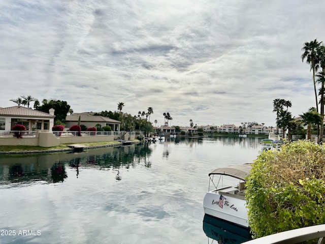 property view of water featuring a dock