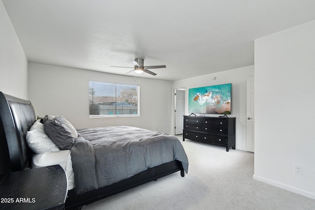 5119 E Shaw Butte Dr, Scottsdale, AZ 85254 - bedroom with light colored carpet, baseboards, and ceiling fan