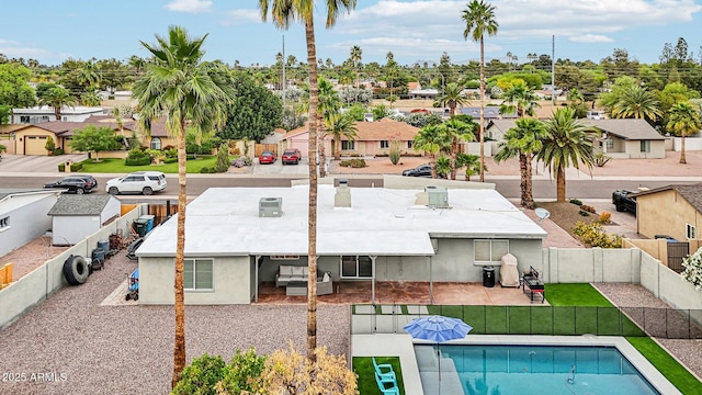 5119 E Shaw Butte Dr, Scottsdale, AZ 85254 - rear view of house with a fenced backyard, a residential view, a patio, and stucco siding