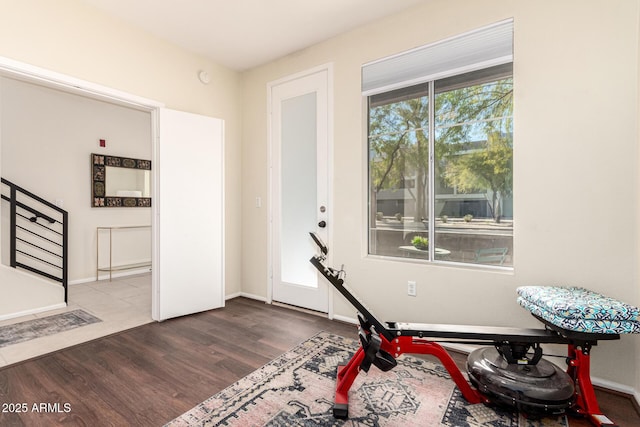 interior space with hardwood / wood-style floors