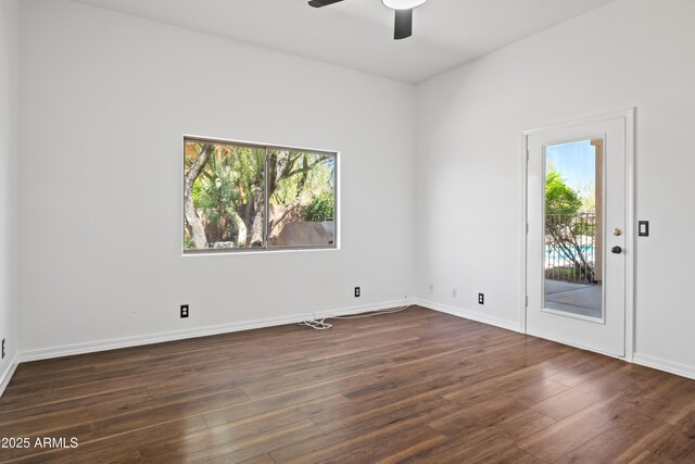 33519 N 62nd St, Cave Creek, AZ 85331 - unfurnished room featuring ceiling fan, baseboards, and dark wood-style floors