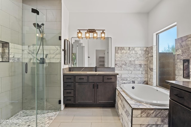 33519 N 62nd St, Cave Creek, AZ 85331 - full bath with tile patterned floors, a garden tub, vanity, and a shower stall