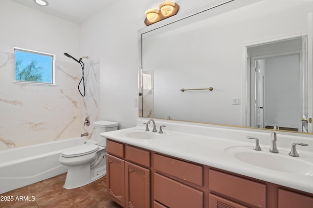 33519 N 62nd St, Cave Creek, AZ 85331 - bathroom featuring toilet, tile patterned flooring, a sink, and double vanity