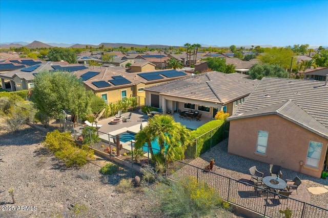 bird's eye view featuring a mountain view and a residential view