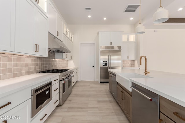 1645 E Minton St, Mesa, AZ 85203 - kitchen with premium appliances, under cabinet range hood, visible vents, and glass insert cabinets