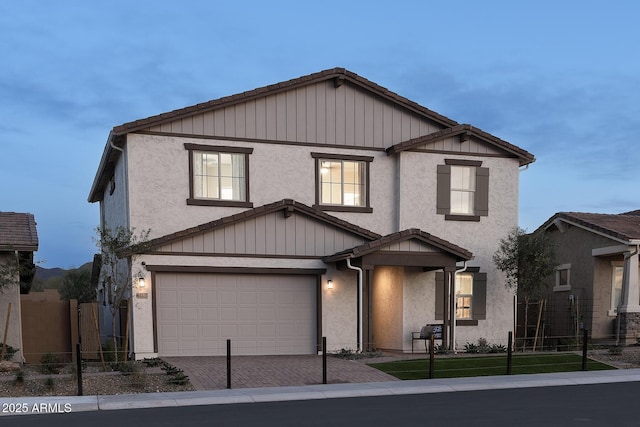 view of front of house with a garage