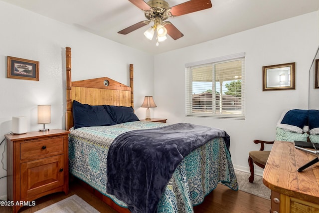 4013 E Delta Cir, Mesa, AZ 85206 - bedroom featuring dark wood finished floors and ceiling fan