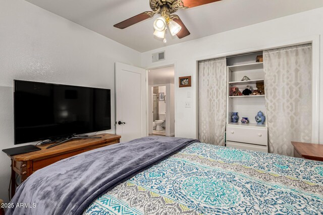 4013 E Delta Cir, Mesa, AZ 85206 - bedroom with a closet and a ceiling fan