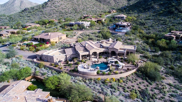 aerial view with a mountain view