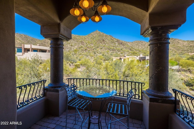 balcony with a mountain view