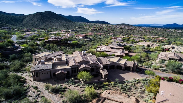 drone / aerial view with a mountain view