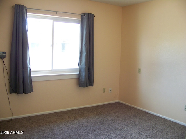 empty room featuring baseboards and carpet floors