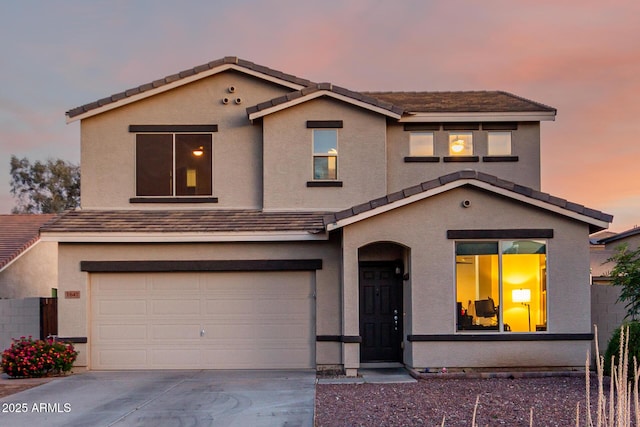 1647 W Gold Mine Way, San Tan Valley, AZ 85144 - traditional-style home featuring a garage, driveway, stucco siding, and a tiled roof