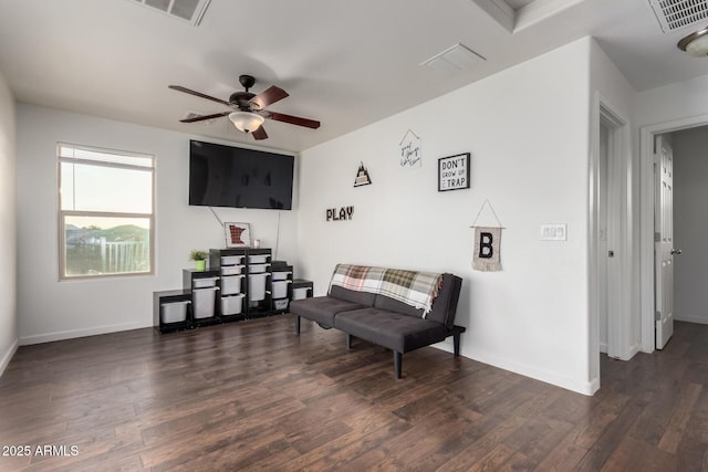 1647 W Gold Mine Way, San Tan Valley, AZ 85144 - sitting room with ceiling fan, wood finished floors, and baseboards