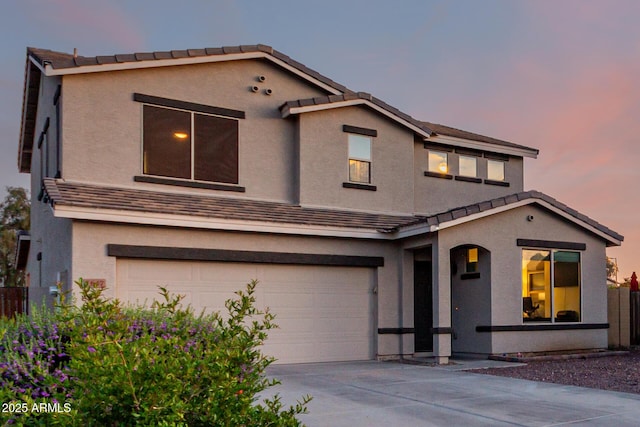 1647 W Gold Mine Way, San Tan Valley, AZ 85144 - traditional home with a garage, a tiled roof, and stucco siding