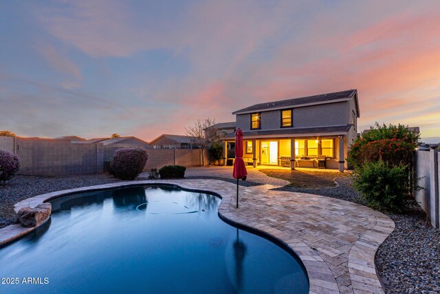 1647 W Gold Mine Way, San Tan Valley, AZ 85144 - view of swimming pool with a fenced backyard and a patio area