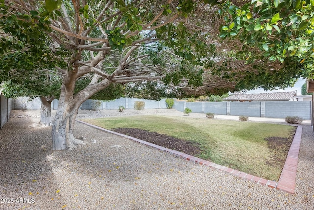 view of yard featuring a fenced backyard