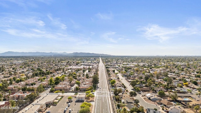 aerial view featuring a residential view and a mountain view