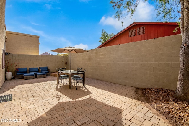 view of patio / terrace featuring an outdoor hangout area