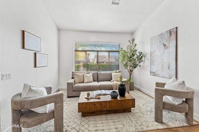 living room featuring light hardwood / wood-style floors