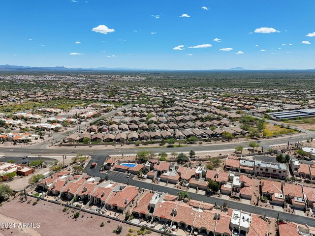 bird's eye view featuring a residential view and a mountain view