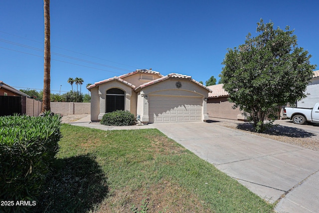 3897 E Douglas Loop, Gilbert, AZ 85234 - mediterranean / spanish house featuring a tiled roof, a garage, stucco siding, and concrete driveway