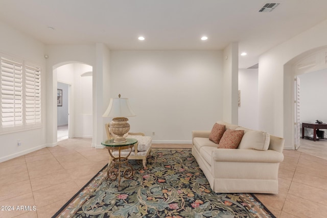 view of tiled living room