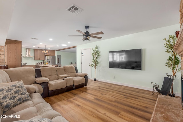 3136 W Sunnyside Ave, Phoenix, AZ 85029 - living room with ceiling fan and light wood-type flooring