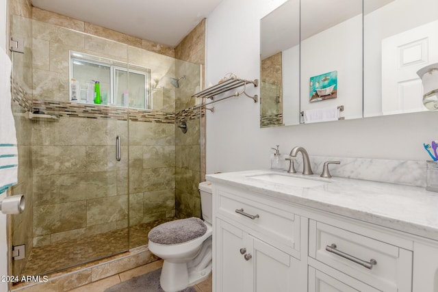 3136 W Sunnyside Ave, Phoenix, AZ 85029 - bathroom with vanity, an enclosed shower, and toilet