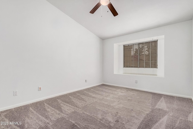 845 N Oak Ct, Chandler, AZ 85226 - carpeted spare room featuring lofted ceiling, ceiling fan, and baseboards