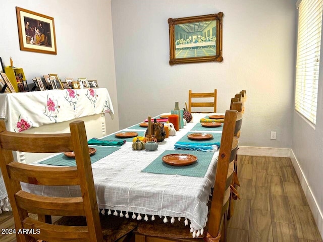 dining room with wood-type flooring