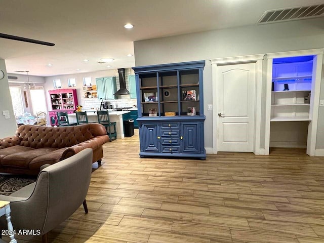 living room featuring light hardwood / wood-style floors