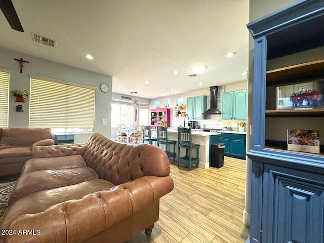 living room featuring light hardwood / wood-style flooring